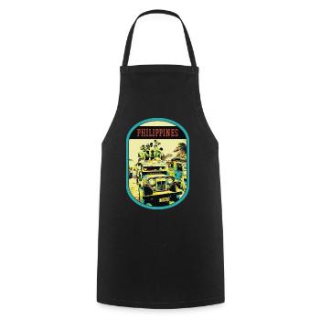 Colorful Jeepney: Living Symbol of the Philippines - Cooking Apron - black - Front - AI Model Male 185 dark (185cm)