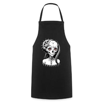 Crâne de mariée // Skull Bride // Mariage FS0128 - Tablier de cuisine - noir - Devant - AI Model Male 185 dark (185cm)