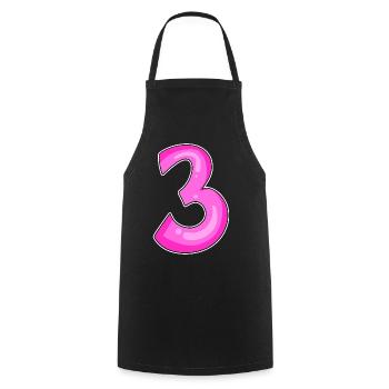 Drei - 3 - Nummer 3 - Zahl 3 - Kochschürze - Schwarz - Vorne - AI Model Male 185 dark (185cm)