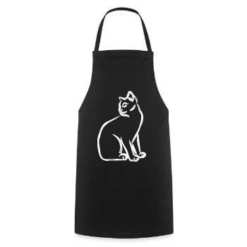 Cat Drawing - Cooking Apron - black - Front - AI Model Male 185 dark (185cm)