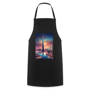 Large skyscraper in a city - Cooking Apron - black - Front - AI Model Male 185 dark (185cm)