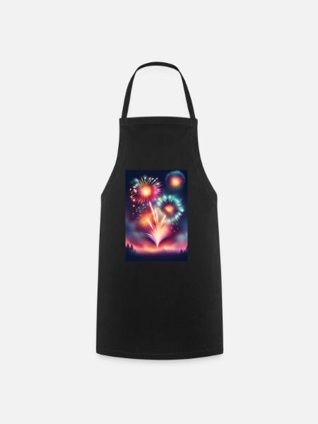 Feu d’artifice scintillant et coloré - Tablier de cuisine - noir