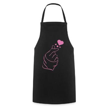 Finger heart k-pop K-drama 2 farben - Kochschürze - Schwarz - Vorne - AI Model Male 185 dark (185cm)