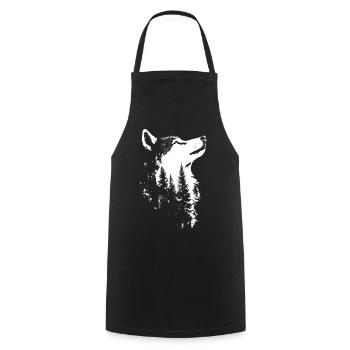 Silhouette de forêt de loups nordiques - Tablier de cuisine - noir - Devant - AI Model Male 185 dark (185cm)