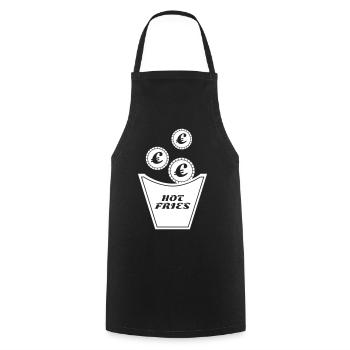 T-shirt design French fries box with euro coins - Cooking Apron - black - Front - AI Model Male 185 dark (185cm)