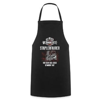 The Crazy Forklift Driver Irony Motif - Cooking Apron - black - Front - AI Model Male 185 dark (185cm)