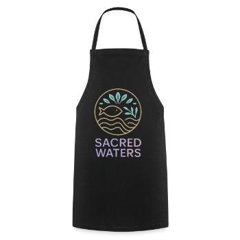 Sacred Waters (Heilige Wasser) - Kochschürze - Schwarz - Vorne - AI Model Male 185 dark (185cm)