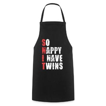 Twins Cheers Shirt Saying - Cooking Apron - black - Front - AI Model Male 185 dark (185cm)