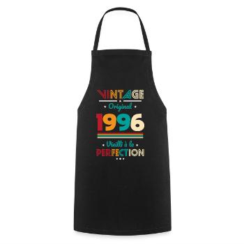 1996 – Vintage – Aged to perfection - Cooking Apron - black - Front - AI Model Male 185 dark (185cm)