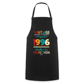 1996 – Vintage – Aged to perfection - Cooking Apron - black - Front - AI Model Male 185 dark (185cm)
