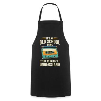 Old School Cassette Design – Retro Mixtape - Cooking Apron - black - Front - AI Model Male 185 dark (185cm)