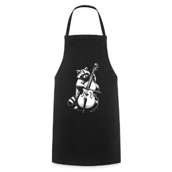 Raccoon plays double bass - Cooking Apron - black - Front - AI Model Male 185 dark (185cm)