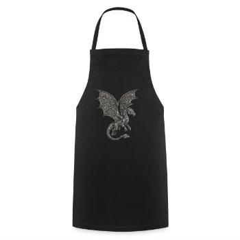 Motif de nœud celtique Dragon Noble - Tablier de cuisine - noir - Devant - AI Model Male 185 dark (185cm)