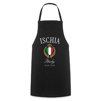 Ischia Italien Wappen Krone – Reise Souvenir - Kochschürze - Schwarz - Vorne - AI Model Male 185 dark (185cm)