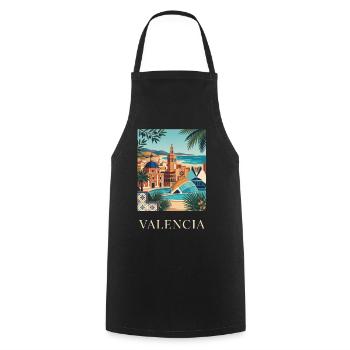 Affiche de voyage sur l’architecture côtière de Valence en Espagne - Tablier de cuisine - noir - Devant - AI Model Male 185 dark (185cm)