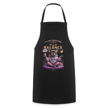 Humour Zen du Bouledogue - Zodiaque Balance - Tablier de cuisine - noir - Devant - AI Model Male 185 dark (185cm)