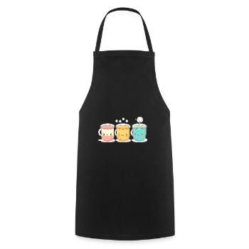 3 mignon bubble tea bébé visage anime kawaii - Tablier de cuisine - noir - Devant - AI Model Male 185 dark (185cm)