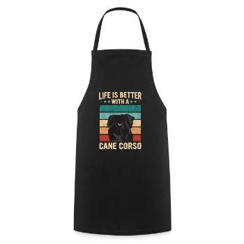 Cane Corso Dog - Cooking Apron - black - Front - AI Model Male 185 dark (185cm)