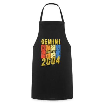 Gemini Zodiac 2004 Gift - Cooking Apron - black - Front - AI Model Male 185 dark (185cm)