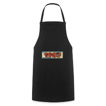 1987 figure - Cooking Apron - black - Front - AI Model Male 185 dark (185cm)