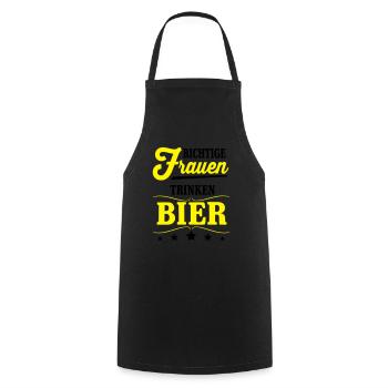 Richtige Frauen trinken Bier - Kochschürze - Schwarz - Vorne - AI Model Male 185 dark (185cm)