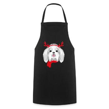 Pretty Shih Tzu wearing Christmas horns - Cooking Apron - black - Front - AI Model Male 185 dark (185cm)