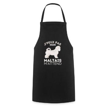 Chien maltais 2 - Tablier de cuisine - noir - Devant - AI Model Male 185 dark (185cm)