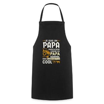 Papa agriculteur 5 - Tablier de cuisine - noir - Devant - AI Model Male 185 dark (185cm)