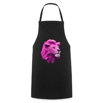 Löwe pink Low Poly Art - Kochschürze - Schwarz - Vorne - AI Model Male 185 dark (185cm)