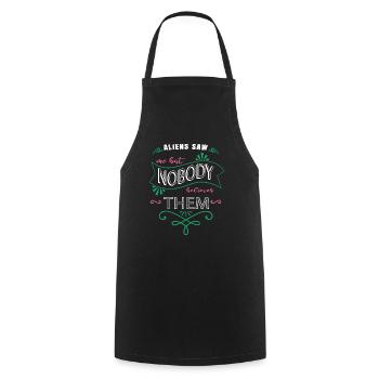 Drôles de dictons 51 Idée de cadeau d’anniversaire Alien Pun - Tablier de cuisine - noir - Devant - AI Model Male 185 dark (185cm)