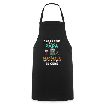 Pas facile d etre papa et bricoleur 2 - Tablier de cuisine - noir - Devant - AI Model Male 185 dark (185cm)