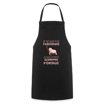 Pas paresseuse je suis en mode économie d énergie - Tablier de cuisine - noir - Devant - AI Model Male 185 dark (185cm)