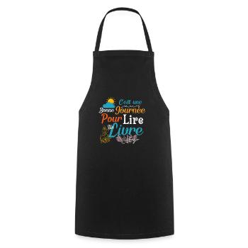 Lecture livre - Tablier de cuisine - noir - Devant - AI Model Male 185 dark (185cm)
