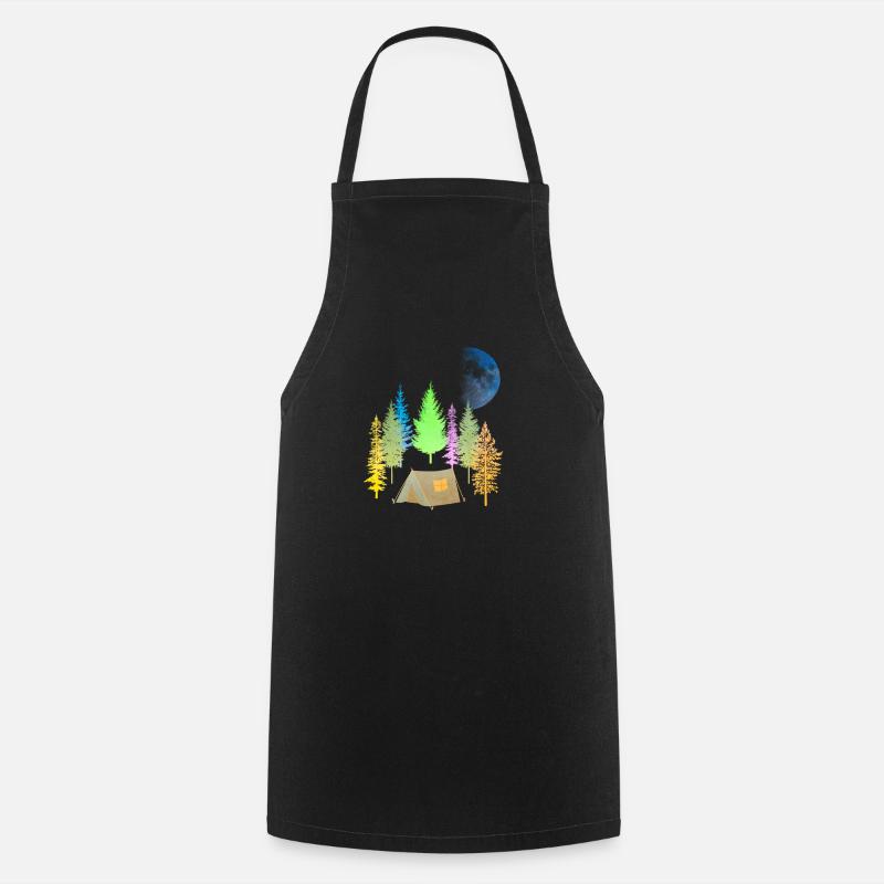 Forêt pleine lune camping - Tablier de cuisine - noir