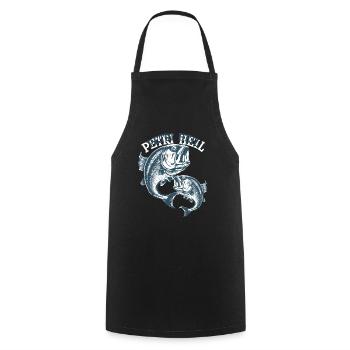 Pêche Vintage Poisson - Tablier de cuisine - noir - Devant - AI Model Male 185 dark (185cm)
