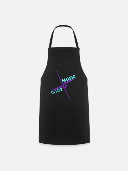 Music is Life Puls Heartbeat Music Fréquence Paroles - Tablier de cuisine - noir