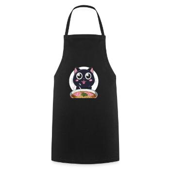 Cat Ramen Noodle Japanese Anime Manga Ramen Kawaii - Kochschürze - Schwarz - Vorne - AI Model Male 185 dark (185cm)