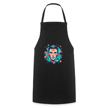 Geometric Face Portrait - Cooking Apron - black - Front - AI Model Male 185 dark (185cm)