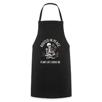 Racines paisibles : squelette avec plante - Tablier de cuisine - noir - Devant - AI Model Male 185 dark (185cm)