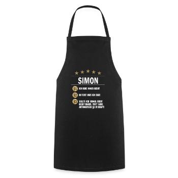 Simon Habe immer Recht Namenstag - Kochschürze - Schwarz - Vorne - AI Model Male 185 dark (185cm)