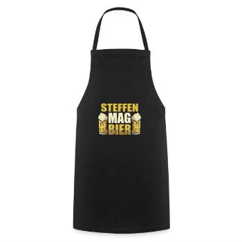 STeffen mag Bier Name Geburtstag - Kochschürze - Schwarz - Vorne - AI Model Male 185 dark (185cm)