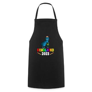 Schulkind 2023 1. Klasse Einschulung Dino - Kochschürze - Schwarz - Vorne - AI Model Male 185 dark (185cm)