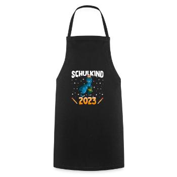Schulkind 2023 1. Klasse Einschulung Dino - Kochschürze - Schwarz - Vorne - AI Model Male 185 dark (185cm)