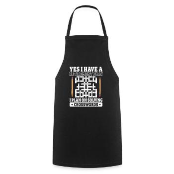 Résoudre des mots croisés - Tablier de cuisine - noir - Devant - AI Model Male 185 dark (185cm)