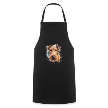 Airedale Terrier - Kochschürze - Schwarz - Vorne - AI Model Male 185 dark (185cm)