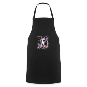 Border Collie - Cooking Apron - black - Front - AI Model Male 185 dark (185cm)