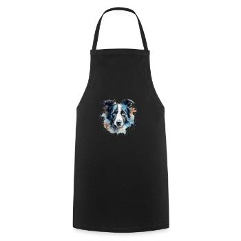 Border Collie - Cooking Apron - black - Front - AI Model Male 185 dark (185cm)