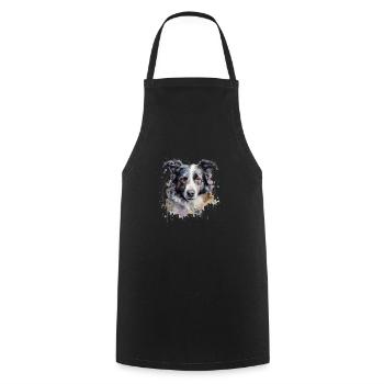 Border Collie - Kochschürze - Schwarz - Vorne - AI Model Male 185 dark (185cm)