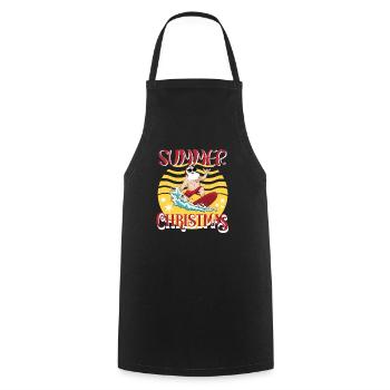 Été Noël Surf Père Noël - Tablier de cuisine - noir - Devant - AI Model Male 185 dark (185cm)