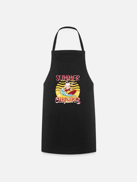 Été Noël Surf Père Noël - Tablier de cuisine - noir